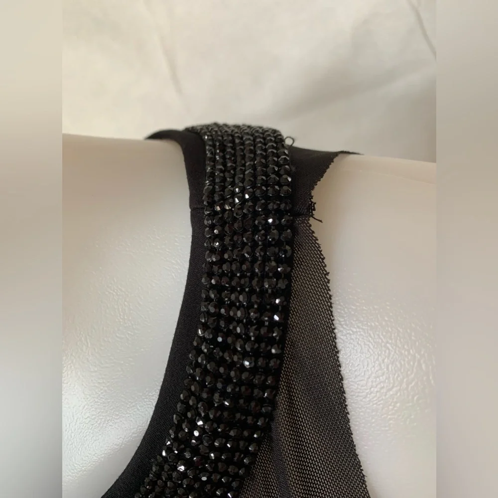 Maje black illusion neckline dress with rhinestones, size 1 (XS-S) - Picture 6 of 8